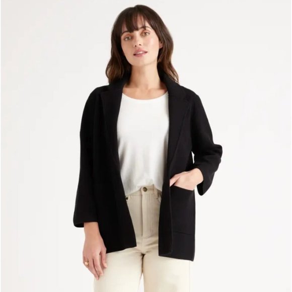 Quince Black Organic Cotton Knit Blazer Jacket Long Sleeve sz M Medium NWT - Picture 5 of 5